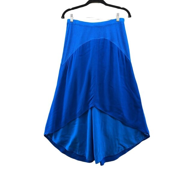 Left Of Center Midi Skirt Womens S Pull On Royal Blue High Low Hem Mixed Media - Picture 1 of 12